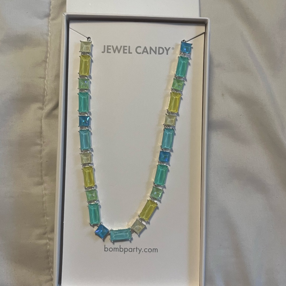 Bomb Party Jewel Candy - The Daphne- Blue and Green Geometric Necklace